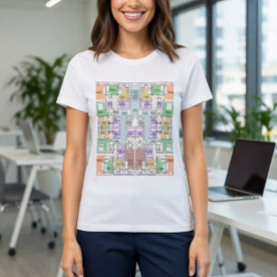 T-shirt met modern architecturaal blauwdrukontwerp