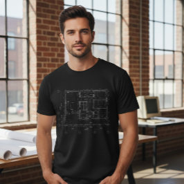 T-shirt met modern architecturaal blueprint