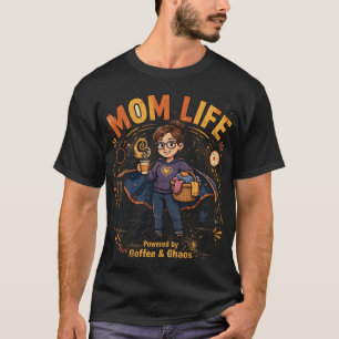 T-shirt met 'Moederleven - Powered by Coffee en Ch