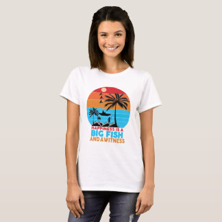 T-shirt met motivatiequote 'Geluk is een grote vis