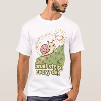 T-shirt met motiverende slak 'Kleine stapjes elke