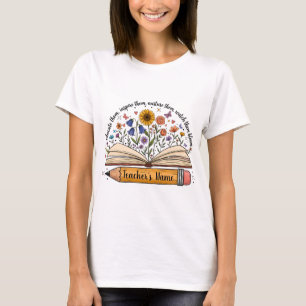 T-shirt met naam van leraar Bloemige cadeau voor