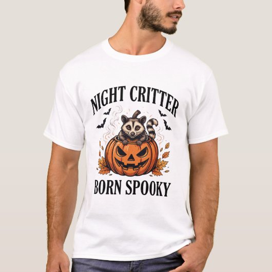 T-shirt met nachtdier wasbeer Halloween (Voorkant)