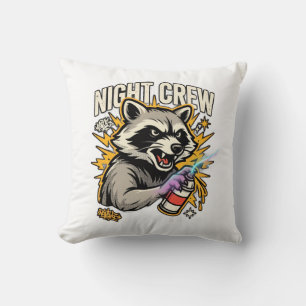 T-shirt met nachtebemanning wasbeer graffiti kussen