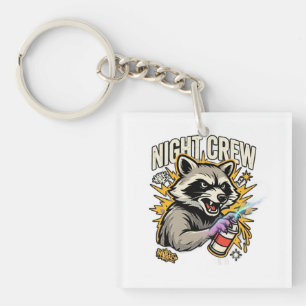 T-shirt met nachtebemanning wasbeer graffiti sleutelhanger