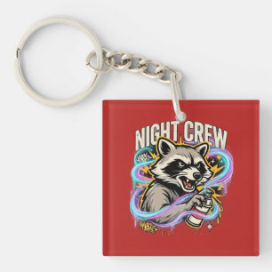 T-shirt met nachthelden en wasbeer Graffiti Sleutelhanger