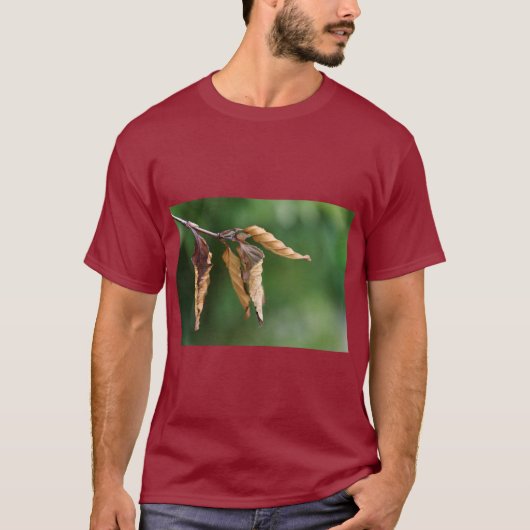 T-shirt met natuurgetinte bladprint (Voorkant)