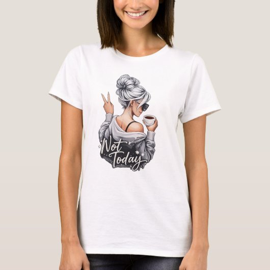 T-shirt met 'Niet vandaag' tekst (Voorkant)