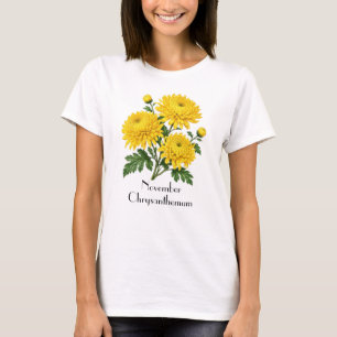 T-shirt met november chrysanthemum bloemen