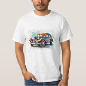t-shirt met  oldtimer (Voorkant)