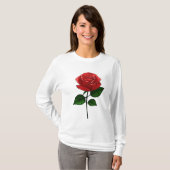 T-shirt met ontluikende roosknop schets (Voorkant volledig)