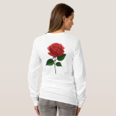 T-shirt met ontluikende roosknop schets (Achterkant volledig)
