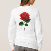 T-shirt met ontluikende roosknop schets (Achterkant)