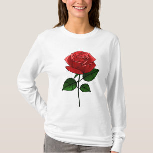 T-shirt met ontluikende roosknop schets