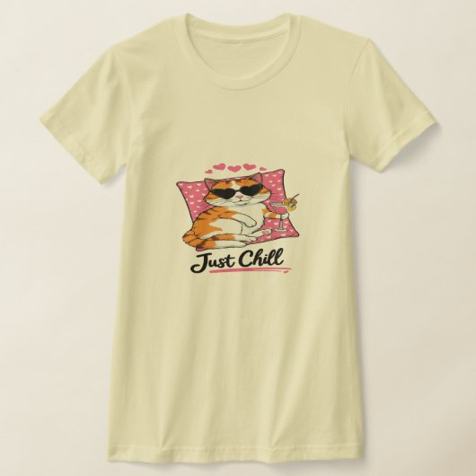 T-shirt met ontspannende kat - Just Chill Cat Love (Laagn)