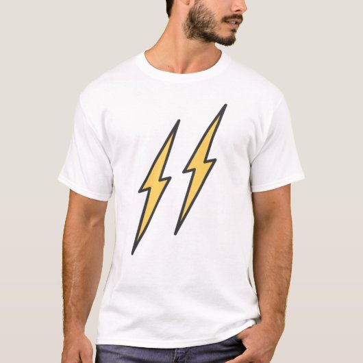 T-shirt met ontwerp van dubbel bliksemembleem (Voorkant)