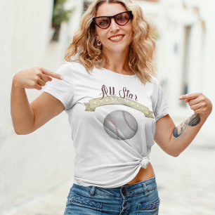T-shirt met opdruk 'Baseball Moeder All-Star Vinta