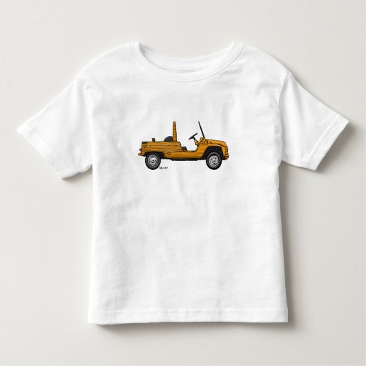 T-shirt met opdruk van een oranje Citroen Mehari (Voorkant)