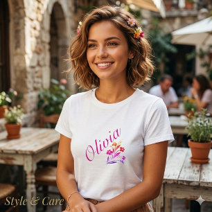 T-shirt met opdruk van eigen naam voor vrouwen, ca