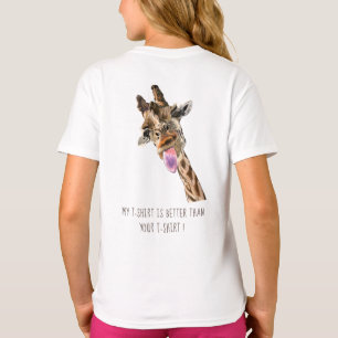 T-shirt met opvallende tekst en giraffe