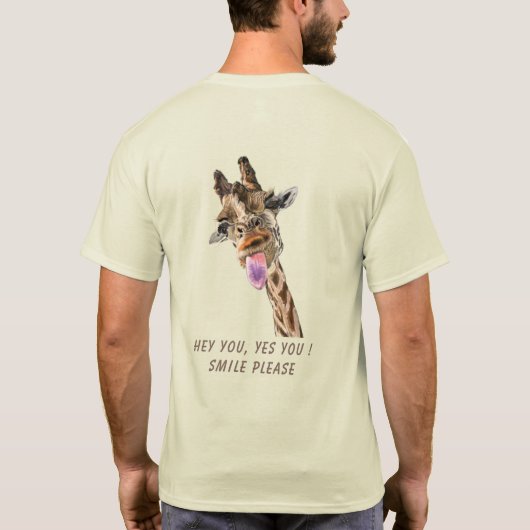 T-shirt met opvallende tekst en giraffe (Achterkant)