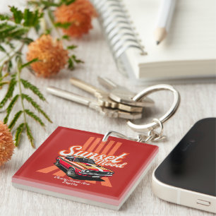T-shirt met oranje Sunset Mood-esthetiek Sleutelhanger