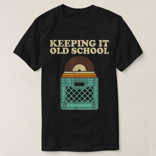 T-Shirt met Oude Vinyl Kist 'Keeping It Old School (Design voorkant)
