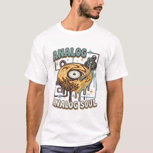 T-shirt met oude vinylplaat 'Analog Soul' (Voorkant)