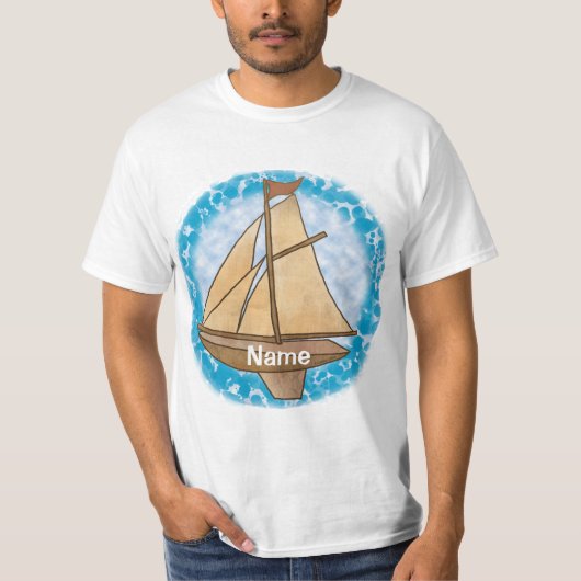 T-shirt met oude zeilboot (Voorkant)