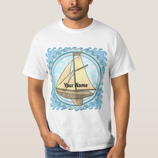 T-shirt met oude zeilboot (Voorkant)