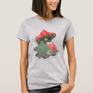 t-shirt met paddestoel kikker print ontwerp