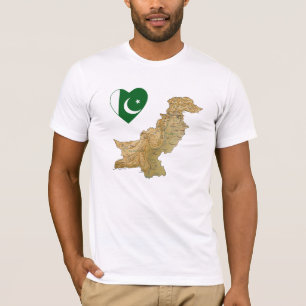 T-shirt met Pakistaanse vlag, hart en kaart