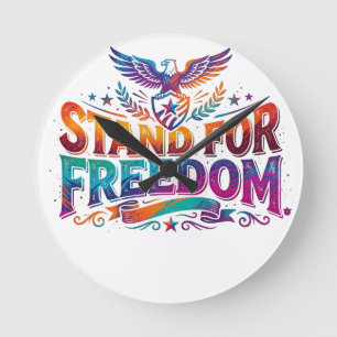 T-shirt met patriottische vrijheidssymbool ronde klok