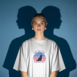 T-shirt met Peace, Love, Dogs, retro zonsondergang