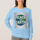 T-shirt met Peace On Earth in het blauw (Voorkant)