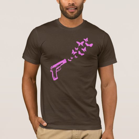 T-shirt met Pistool van de vlinder / T-shirt met d (Voorkant)