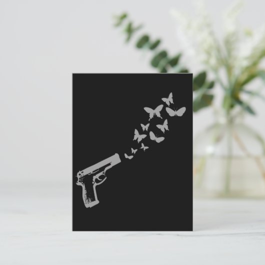 T-shirt met Pistool van de vlinder / T-shirt met d Briefkaart (Staand voorkant)