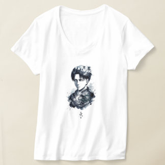 T-shirt met portret van soldaat in blauwe inkt