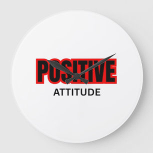 T-shirt met positieve attitude en motiverende typo grote klok