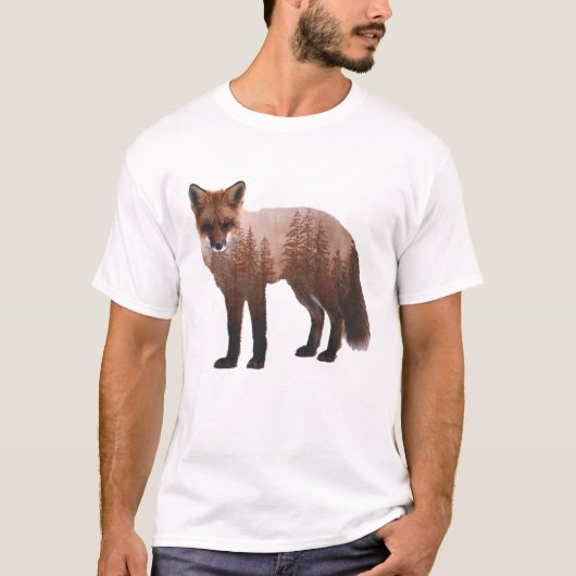 T-shirt met poster van dubbele belichting van vos (Voorkant)