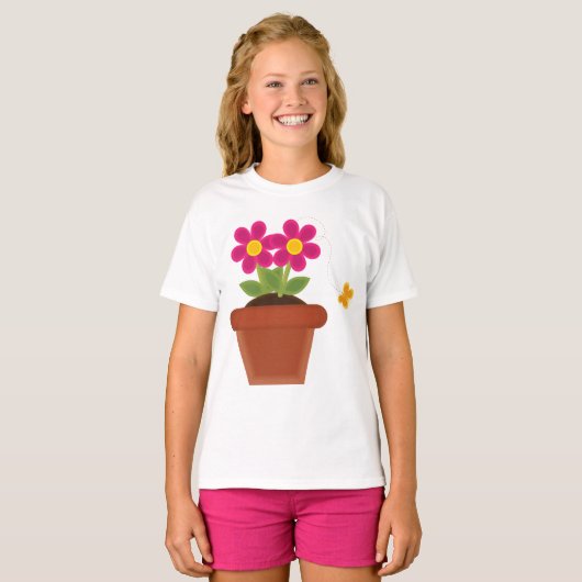 T-shirt met potlood en vlinder (Voorkant volledig)