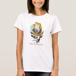 T-shirt met protea bloem, goud en tekst