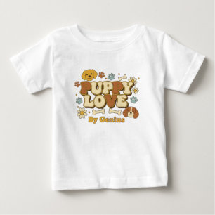 T-shirt met puppy-liefde, Groovy retro 70s hondenl