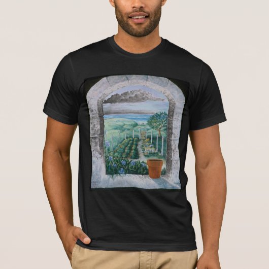 T-shirt met raam naar de tuin (Voorkant)