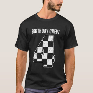 T-shirt met raceauto en vlag voor 4e verjaardag Ra