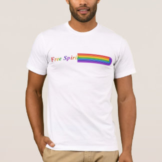 T-shirt met regenboog retro streepgrafiek en vrije
