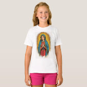T-shirt met retro afbeelding van de Maagd Maria vo (Voorkant volledig)