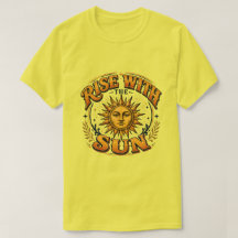 T-shirt met retro badge 'Rise With The Sun'