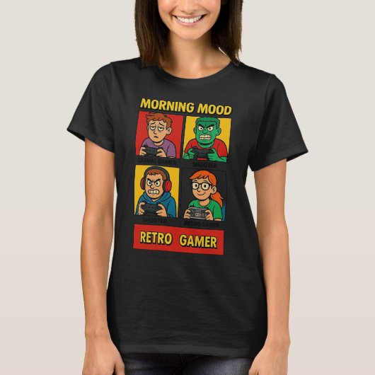 T-shirt met retro gaming-ochtendstemming (Voorkant)
