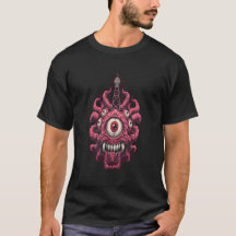 T-shirt met retro sci-fi 'Mind Control Eyeball Mon
